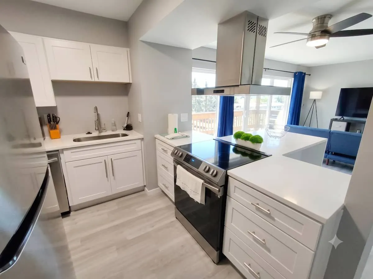 Modern kitchen with stainless appliances