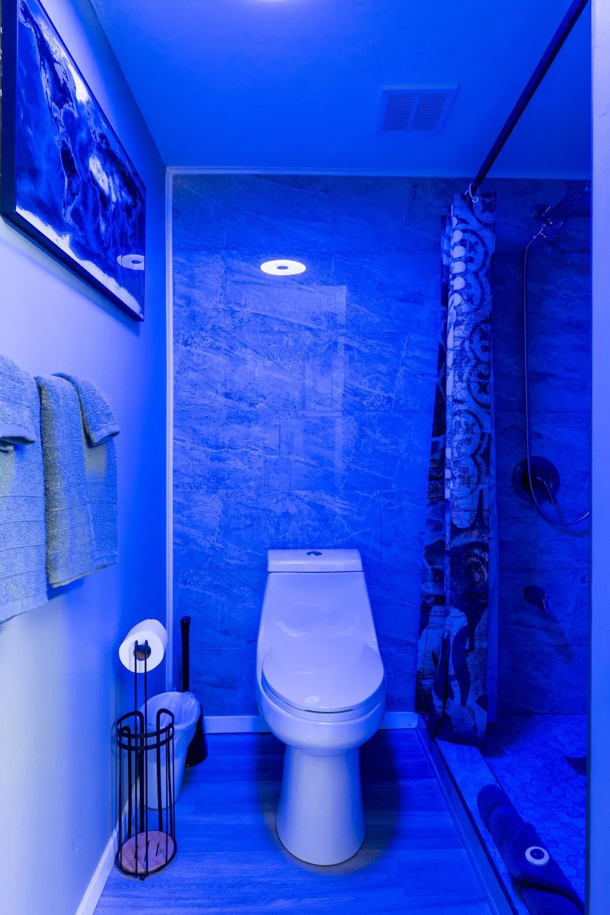 Spa-style bathroom with glass shower