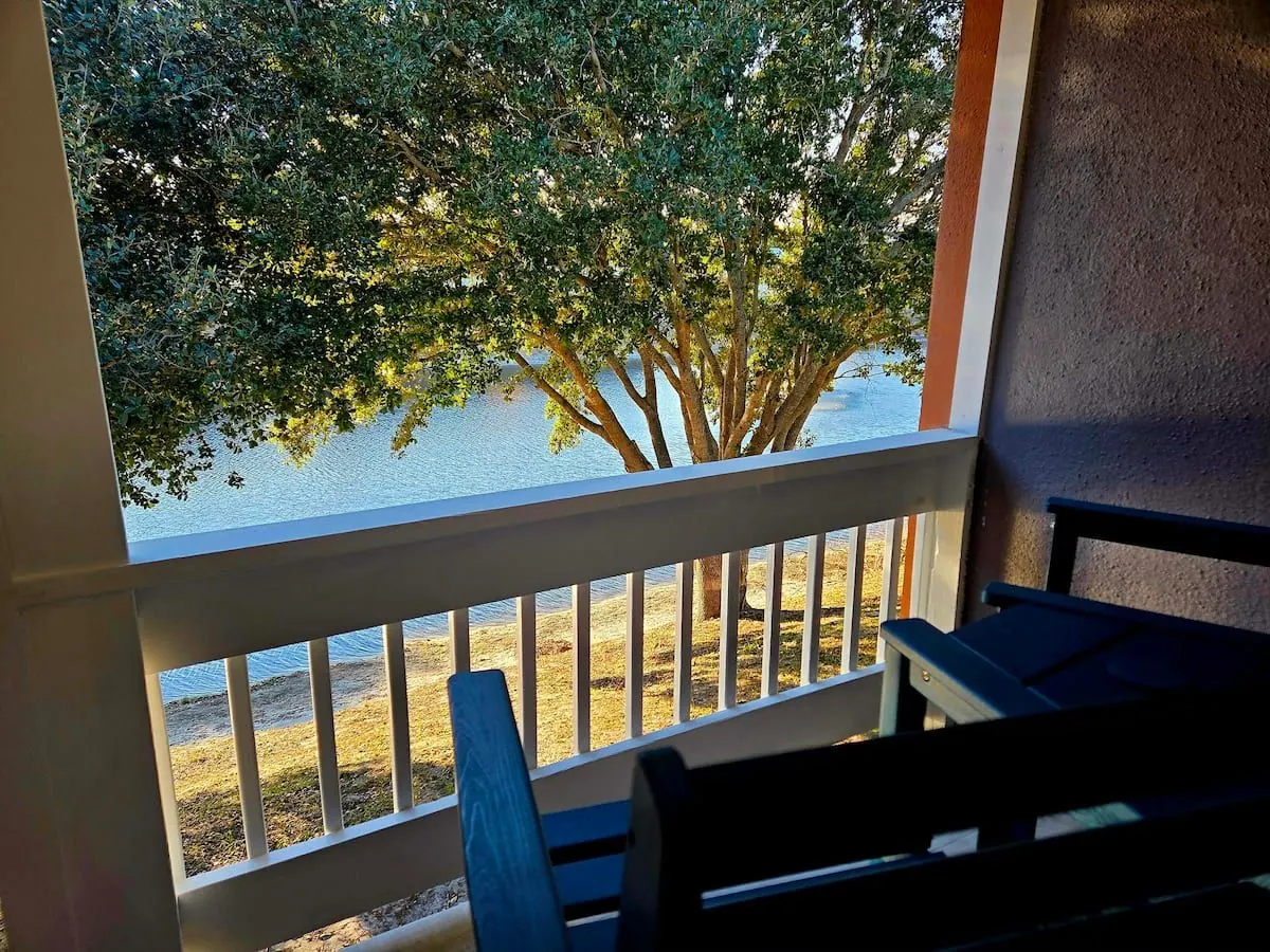 Balcony view over the lake